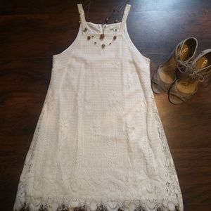 White Crochet Shift Dress